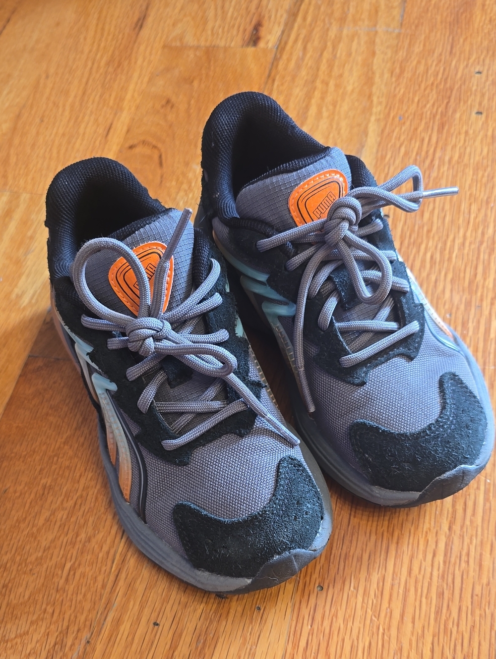 Kids Grey and Black Athletic Sneakers - Youth Running Shoes